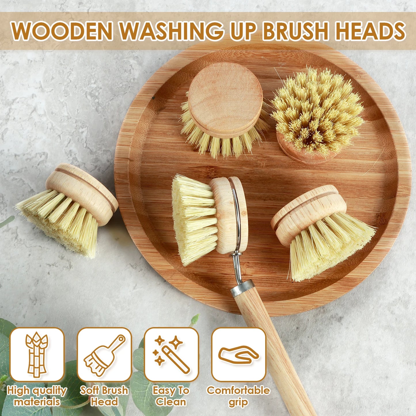 4/5Pcs Bamboo Dish Scrub Brushes