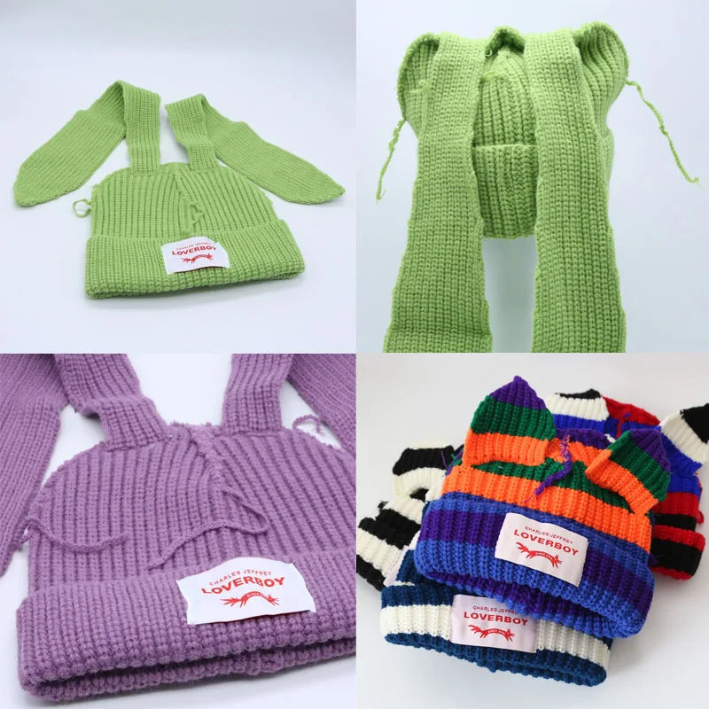 Long fox Ears Knitted Hat