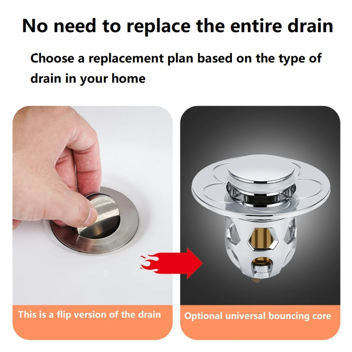 Drain Stopper Pop-Up Bounce Core