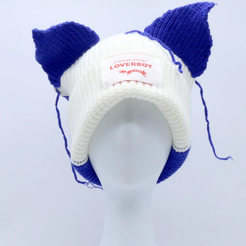 Long fox Ears Knitted Hat