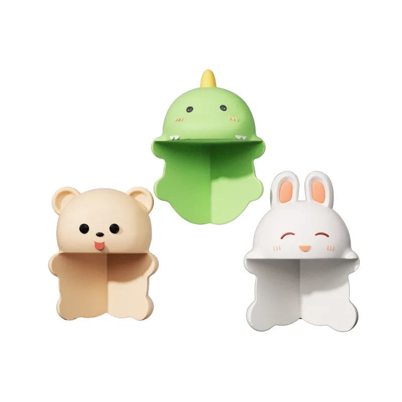 Three cartoon-style animal-shaped clips on a white background