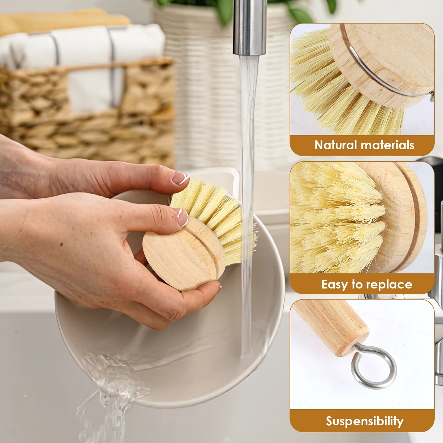 4/5Pcs Bamboo Dish Scrub Brushes