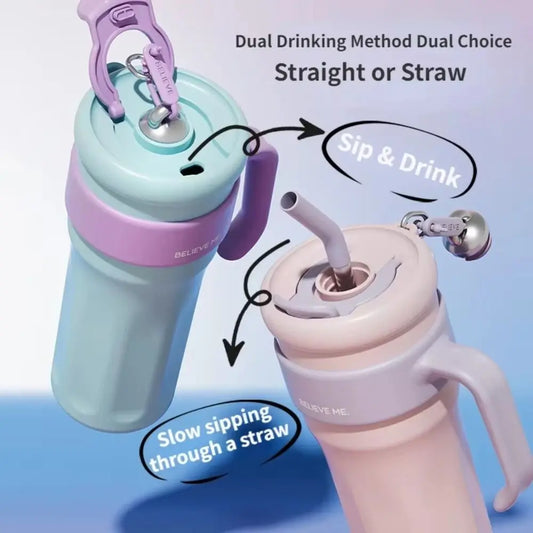 With Straw Insulated Water Bottle