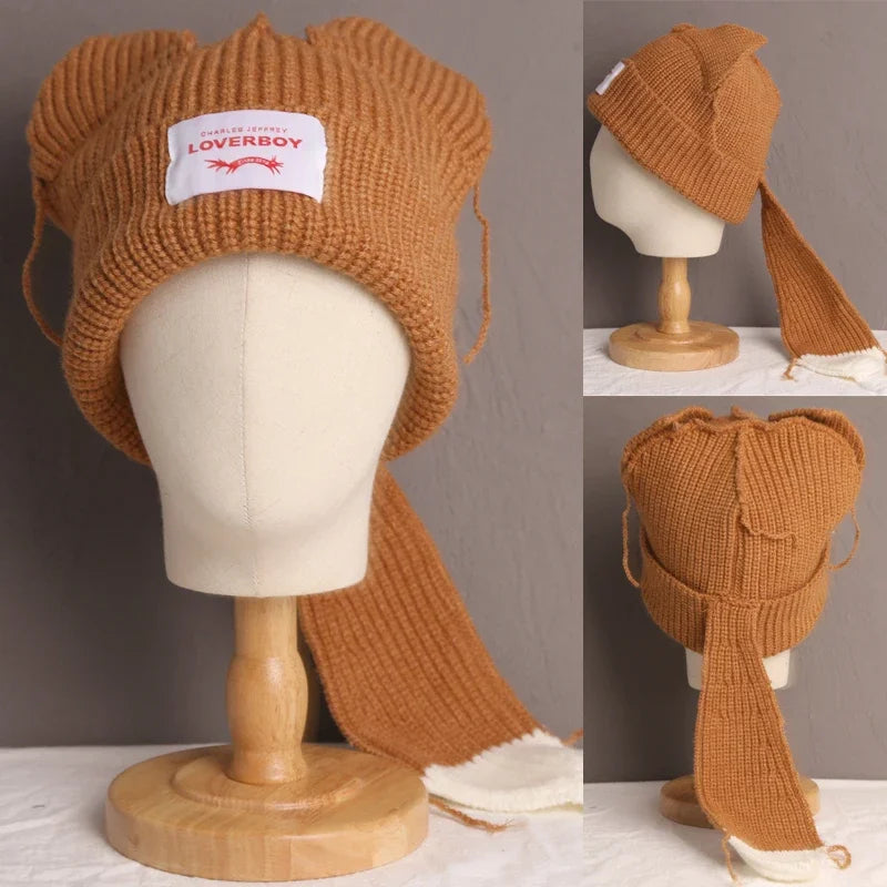 Long fox Ears Knitted Hat