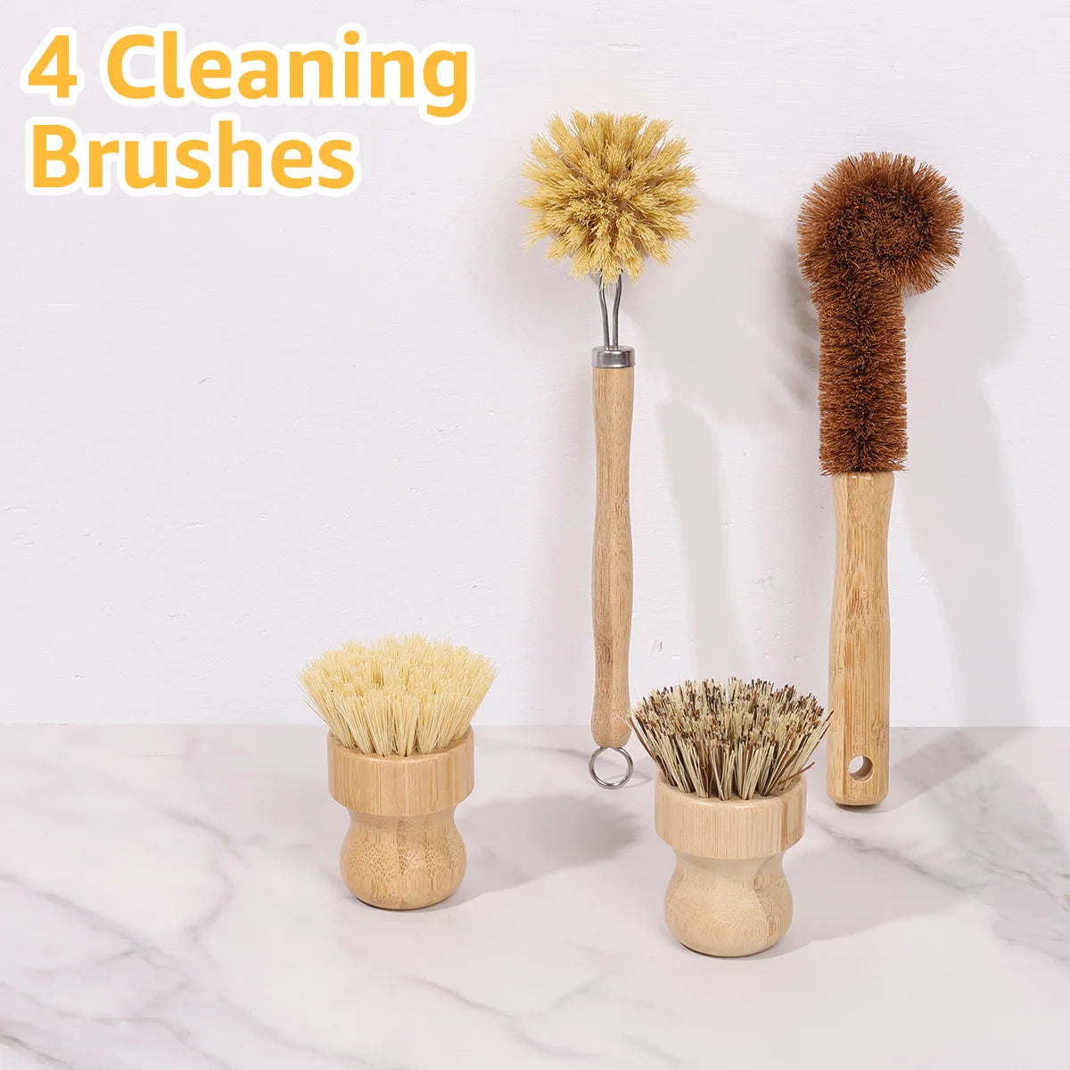 4/5Pcs Bamboo Dish Scrub Brushes