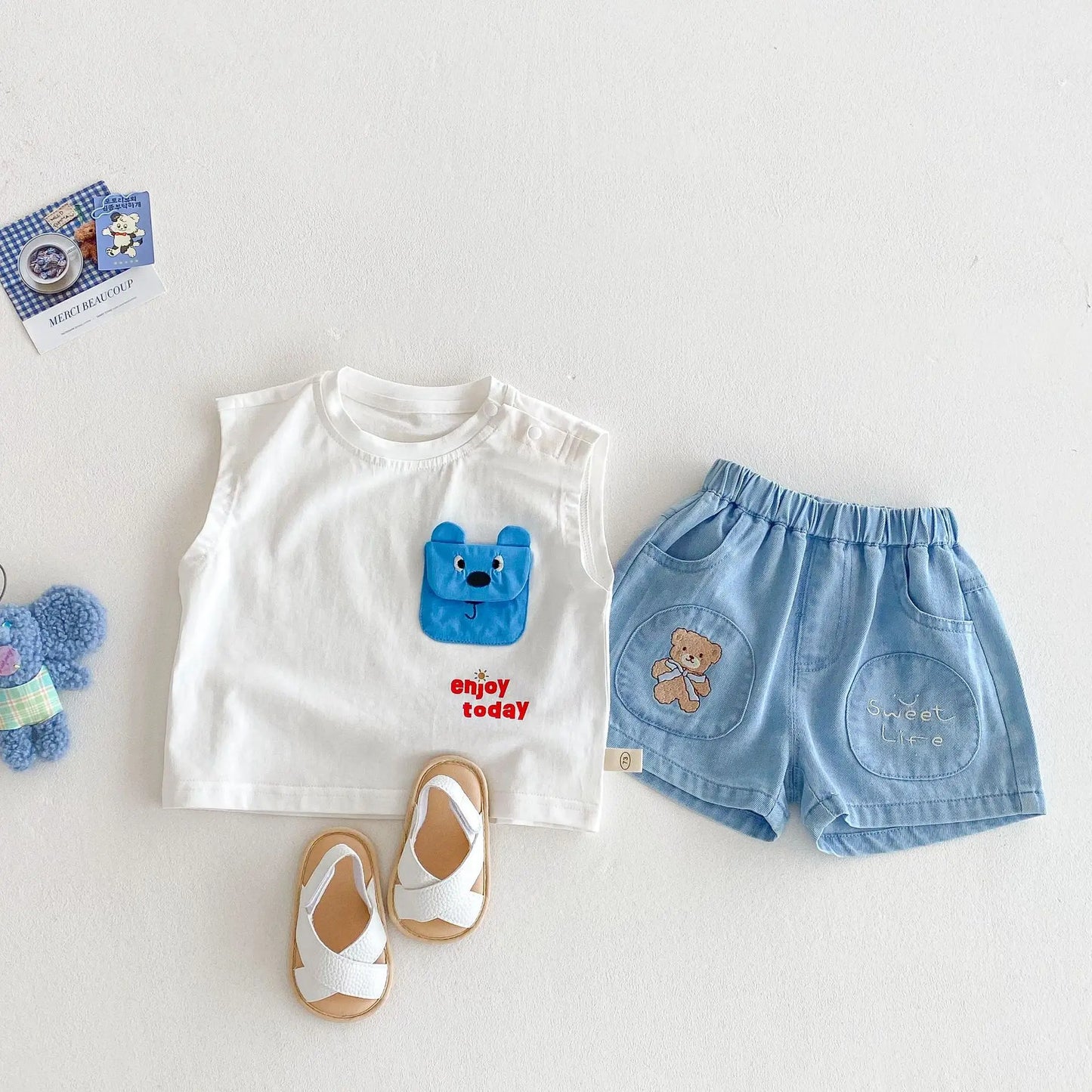 Summer Baby Clothing Set Striped Vest