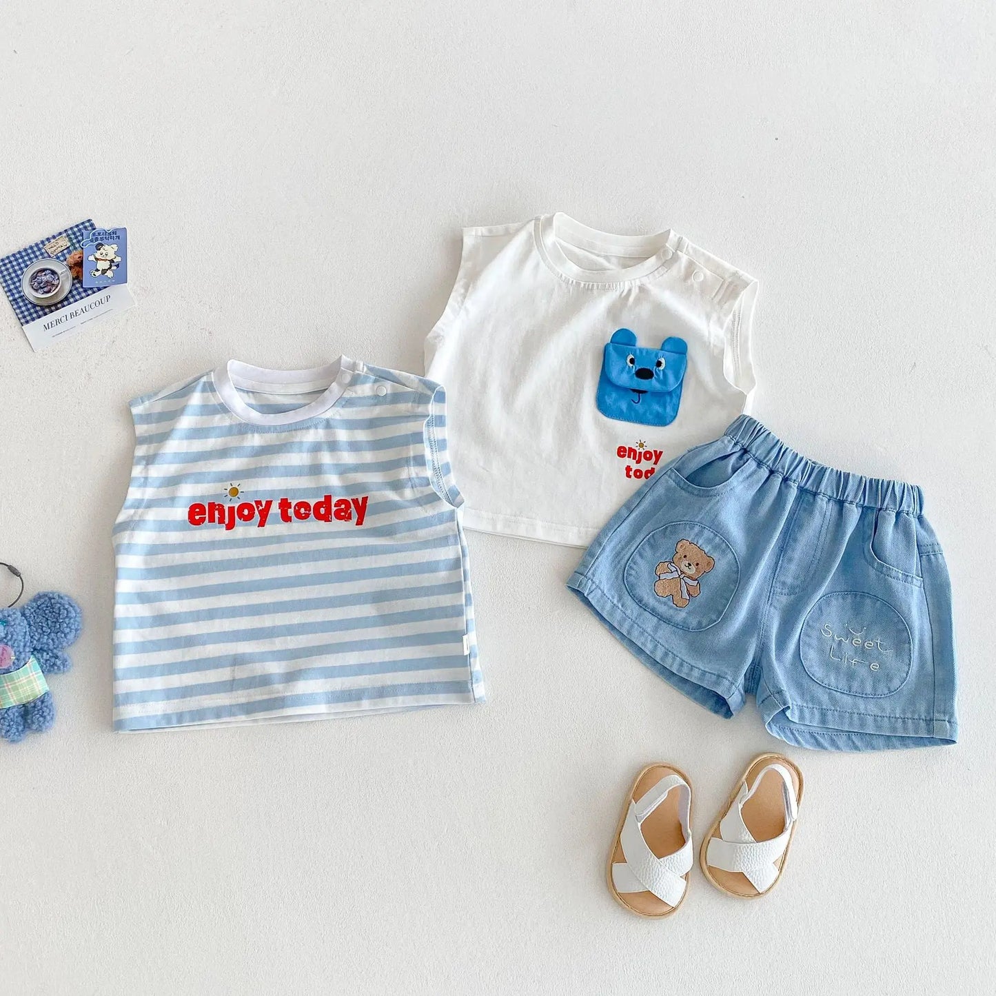 Summer Baby Clothing Set Striped Vest