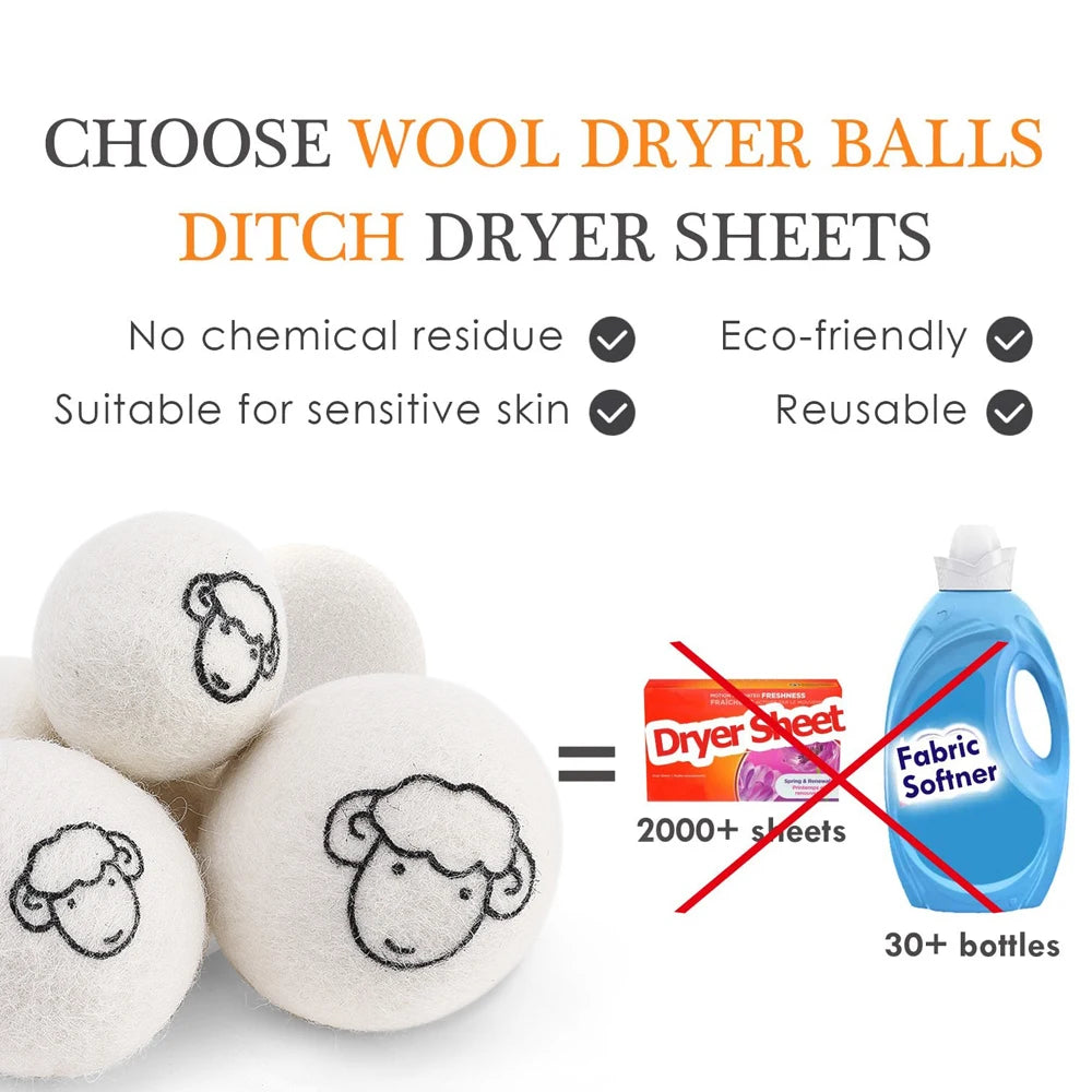 Wool Dryer Balls Reusable Fleece Laundry Ball