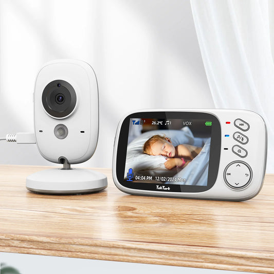 TakTark 3.2" Wireless Video Baby Monitor – Night Vision, Two-Way Audio, Lullabies & Temperature Sensor