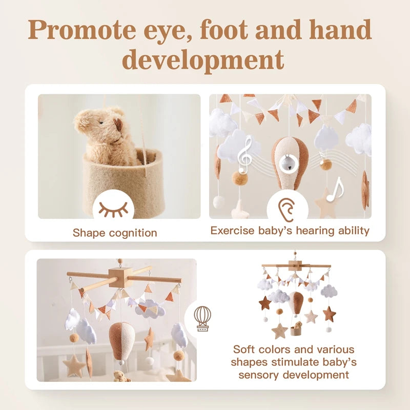 Baby Crib Mobile Wooden Bed