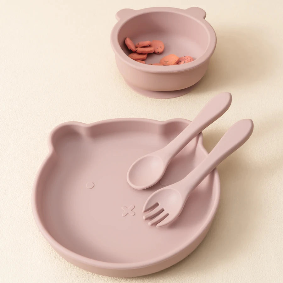 Multicolor Nonspillproof Silicone Tableware - Feeding Set