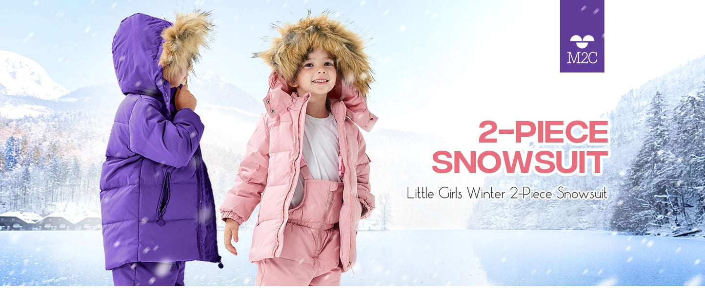 Baby Girls Snowsuits,White Duck Down Hooded Jacket