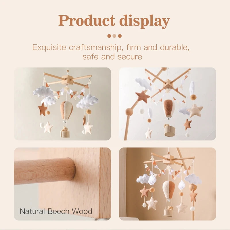Baby Crib Mobile Wooden Bed