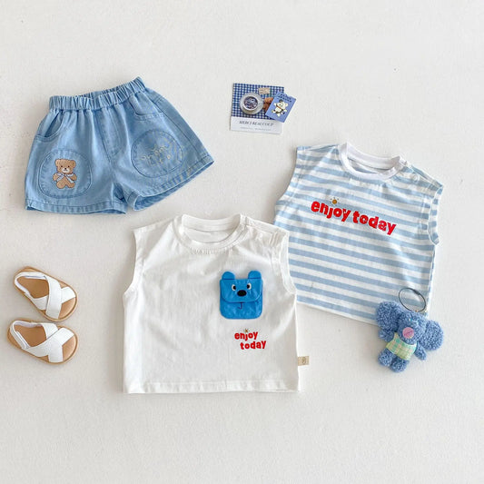 Summer Baby Clothing Set Striped Vest