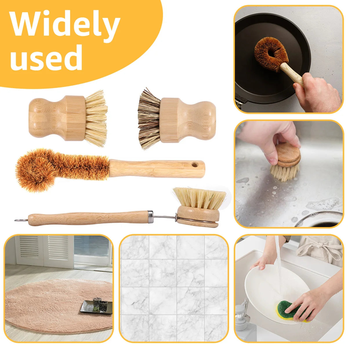 4/5Pcs Bamboo Dish Scrub Brushes