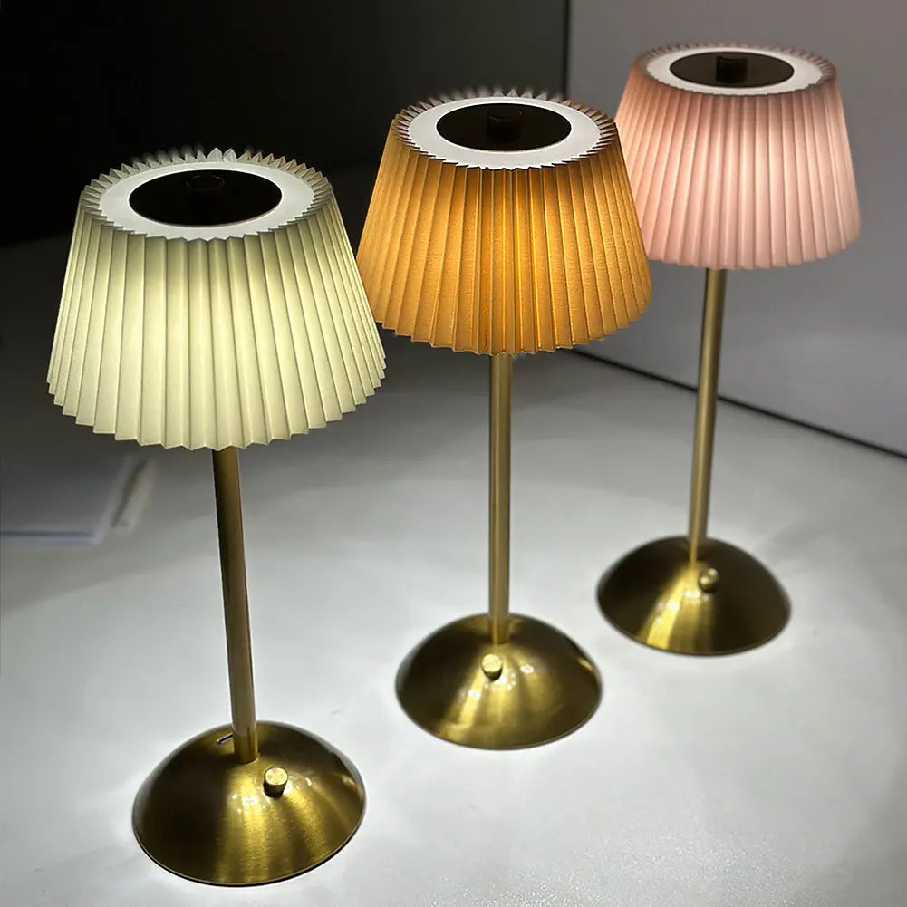 Small Pleated Nightstand Lamp