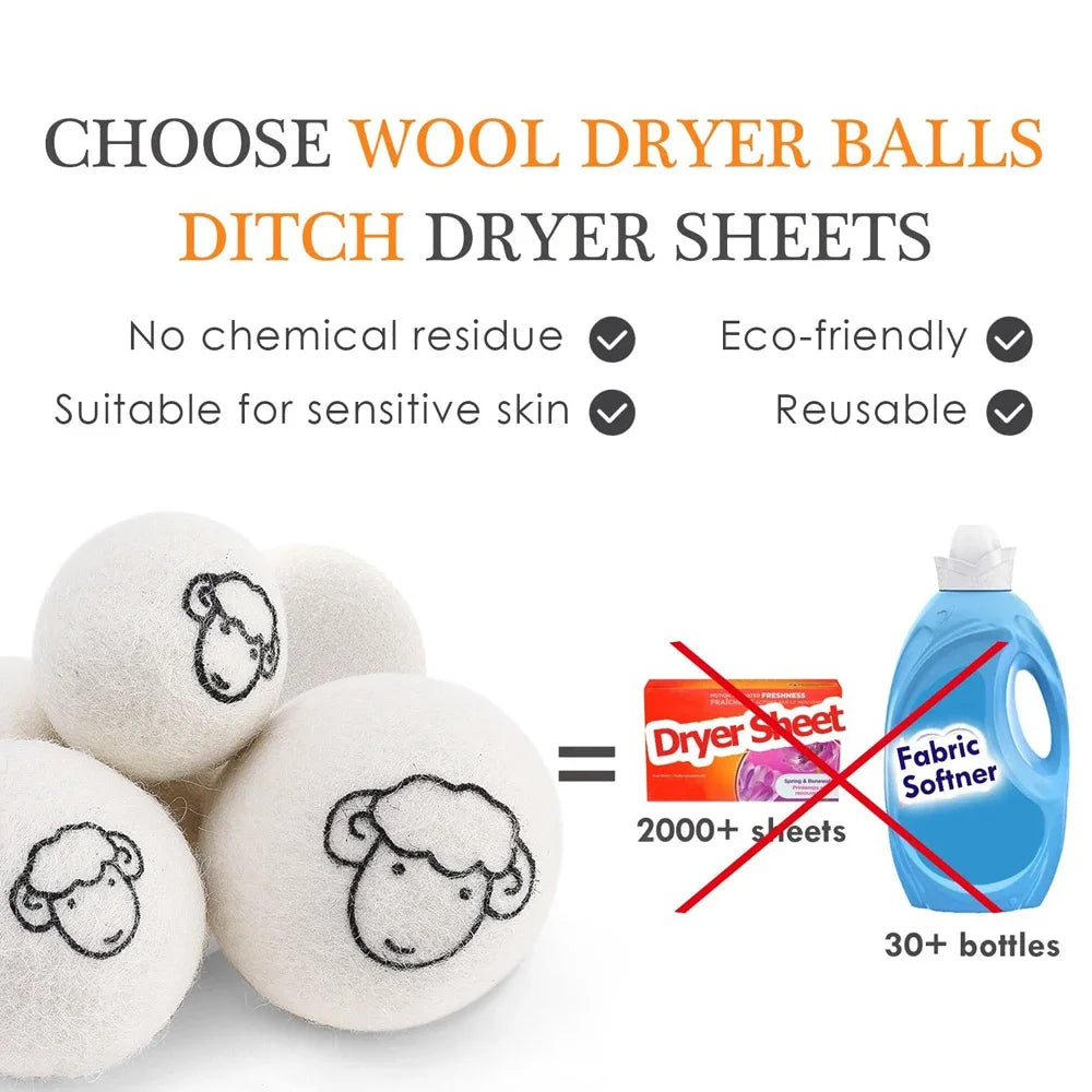 Wool Dryer Balls Reusable Fleece Laundry Ball