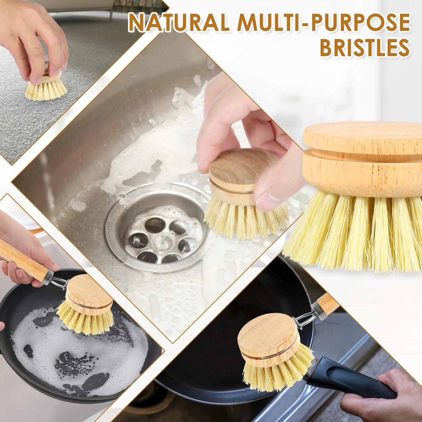 4/5Pcs Bamboo Dish Scrub Brushes