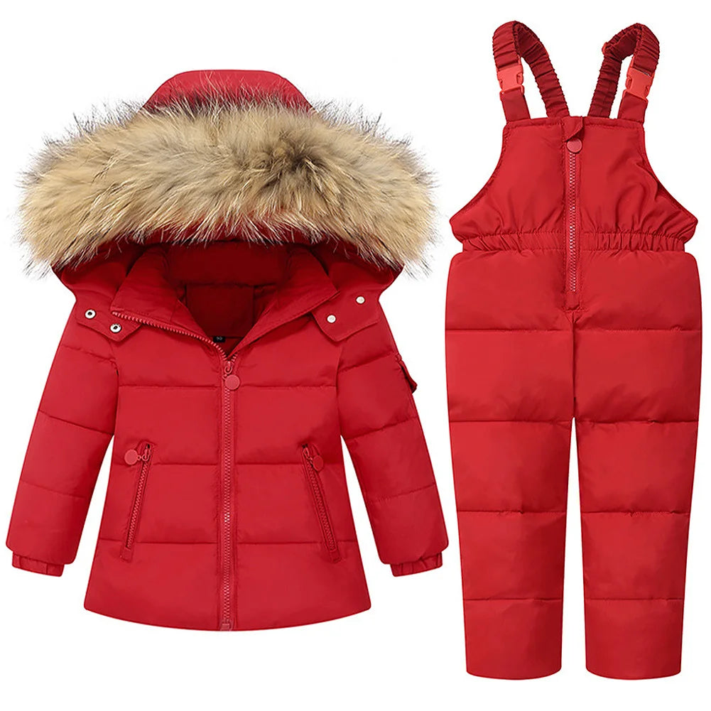 Baby Girls Snowsuits,White Duck Down Hooded Jacket