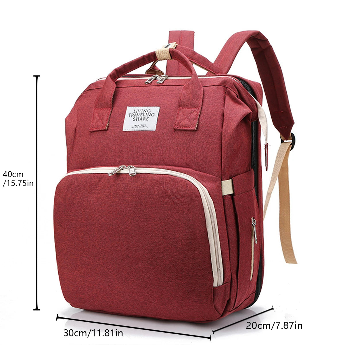 Foldable bed diaper bag with changing station