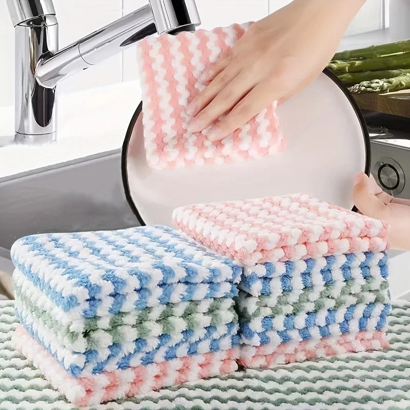 20pcs/10pcs Microfiber Cleaning Cloth Ultra Absorbent Durable Kitchen Towels