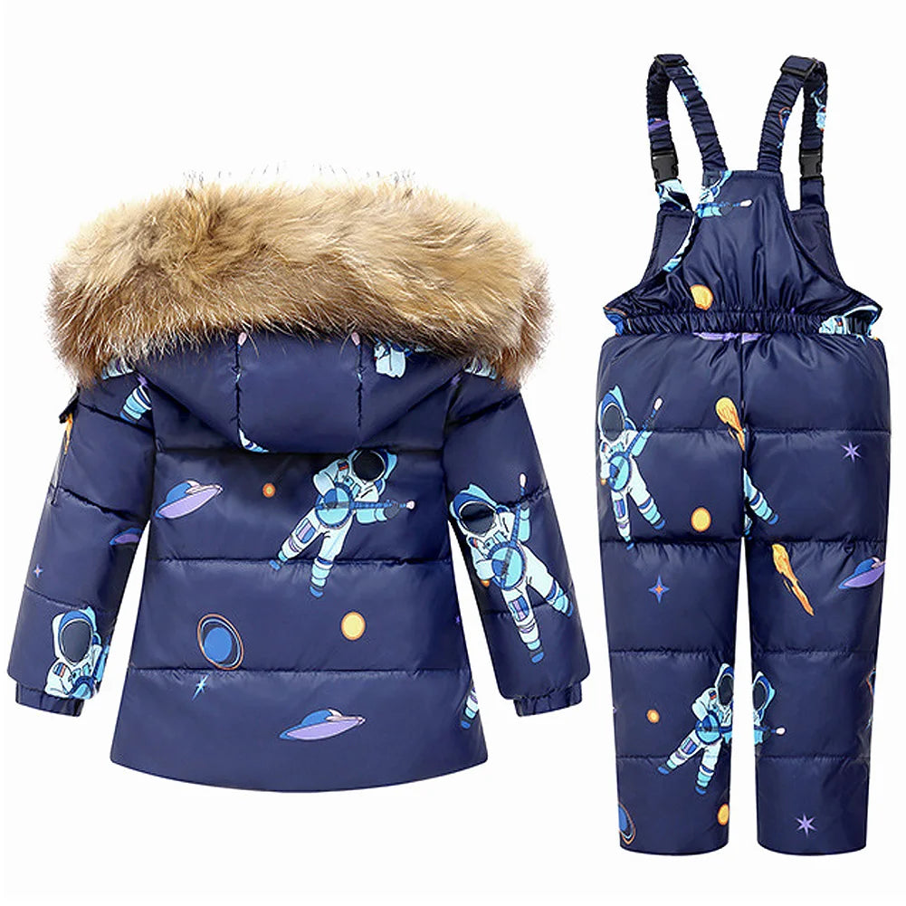 Baby Girls Snowsuits,White Duck Down Hooded Jacket