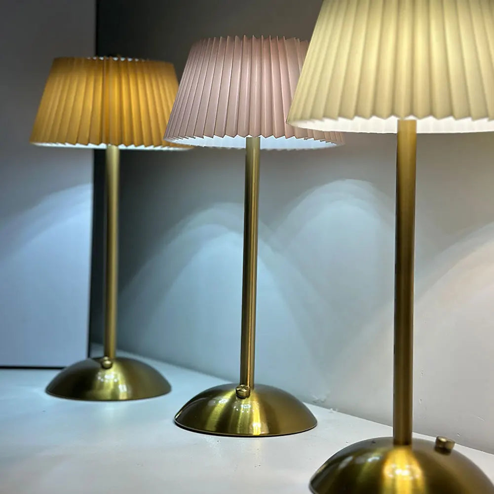 Small Pleated Nightstand Lamp