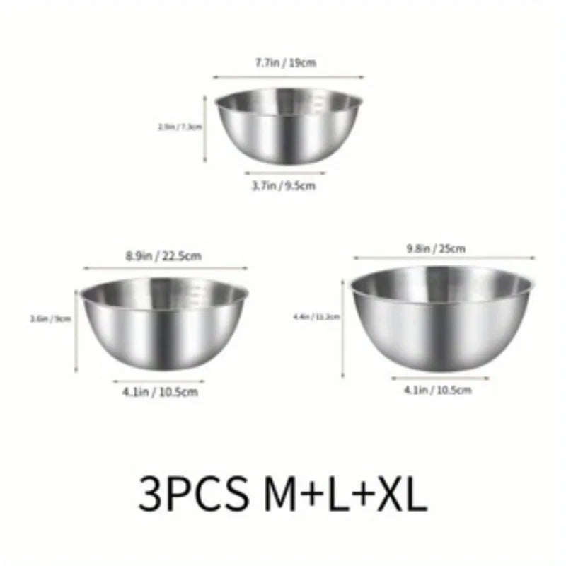 3PCS Stainless Steel Mixing Bowl Set