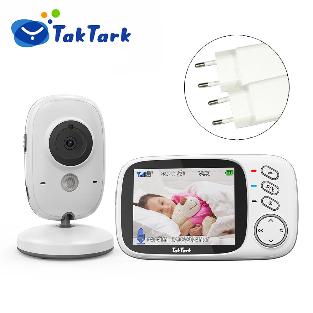 TakTark 3.2" Wireless Video Baby Monitor – Night Vision, Two-Way Audio, Lullabies & Temperature Sensor