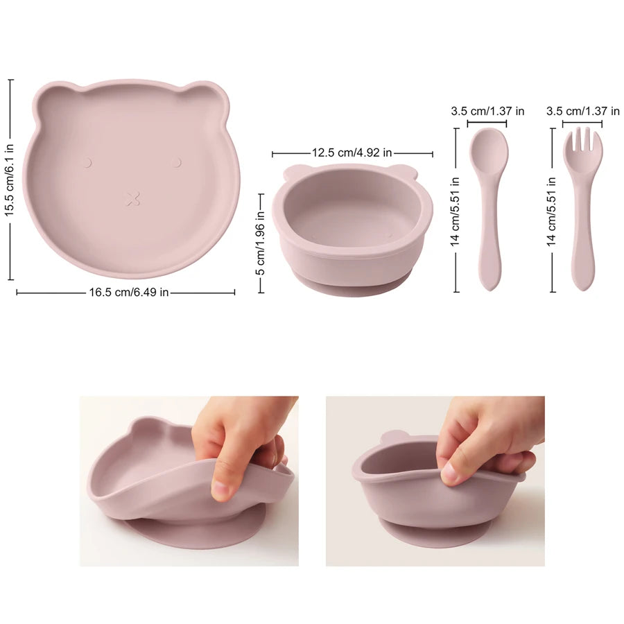 Multicolor Nonspillproof Silicone Tableware - Feeding Set