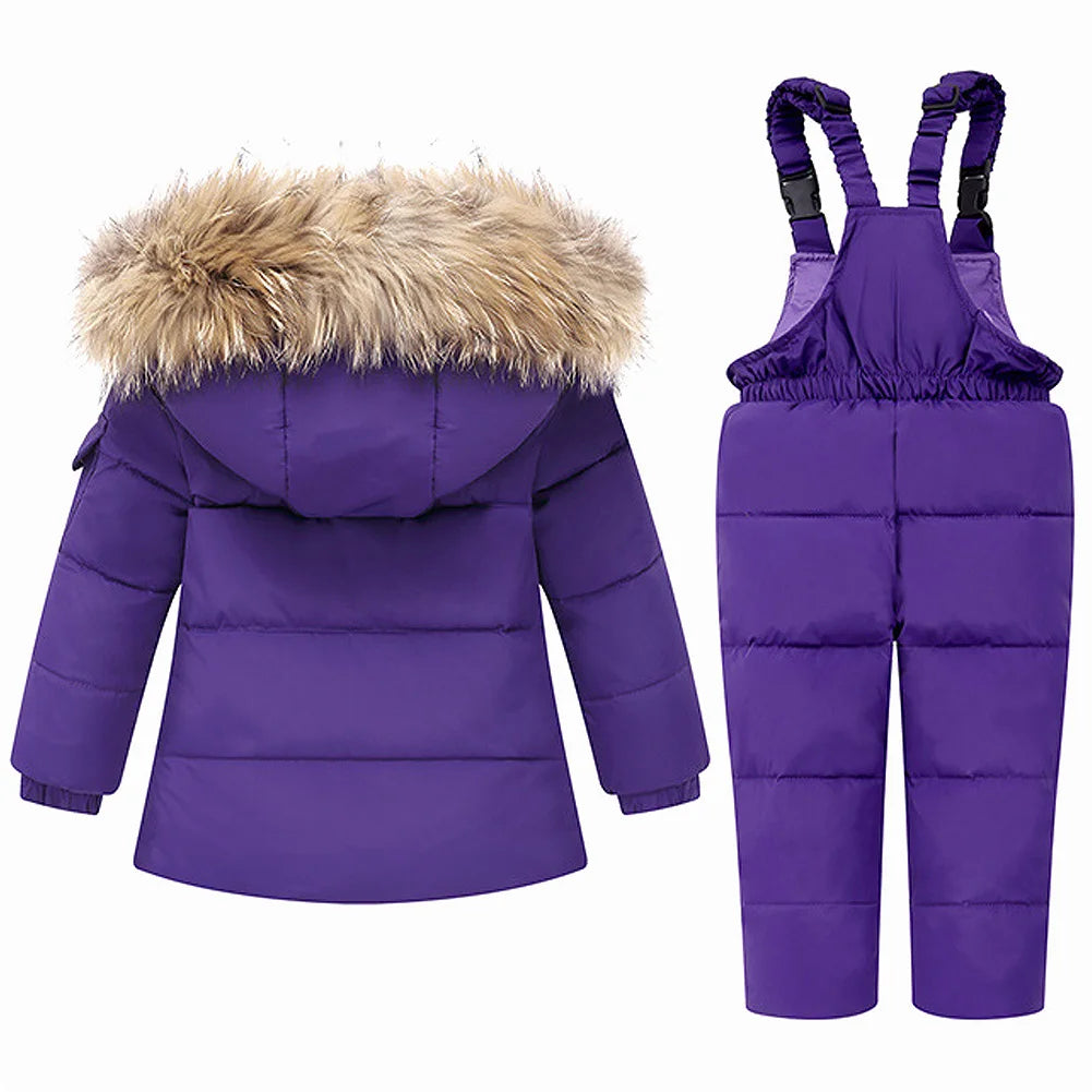 Baby Girls Snowsuits,White Duck Down Hooded Jacket