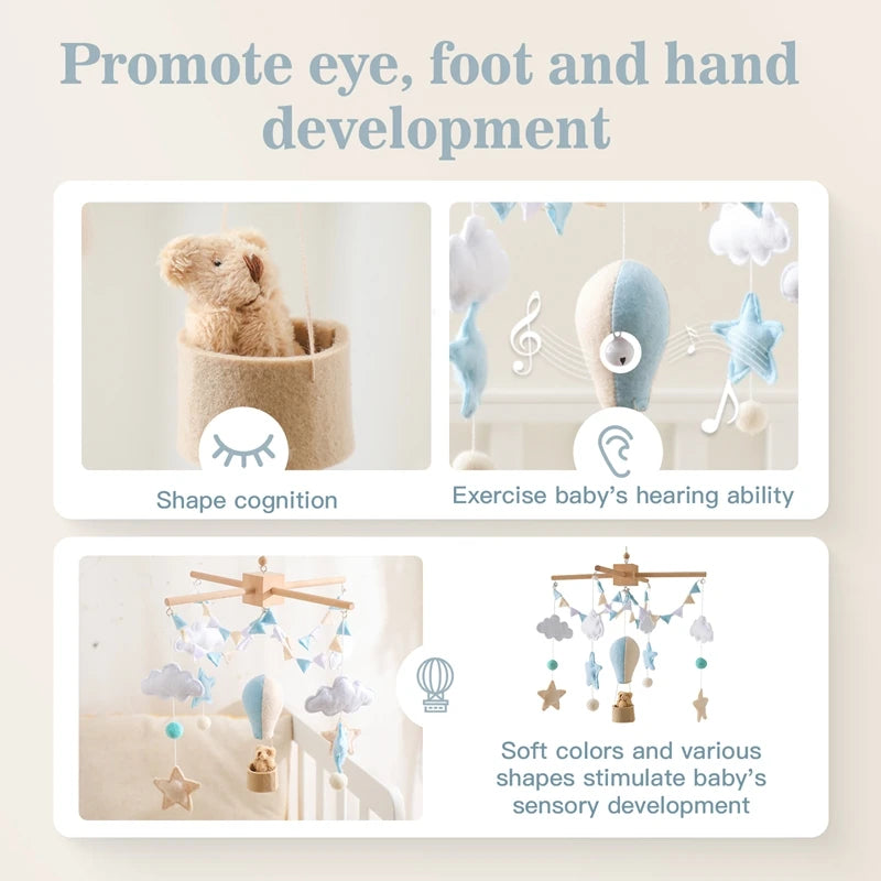 Baby Crib Mobile Wooden Bed