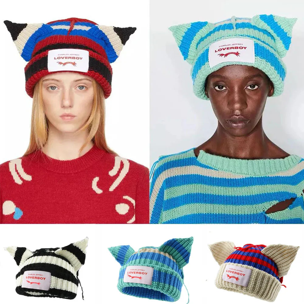 Long fox Ears Knitted Hat