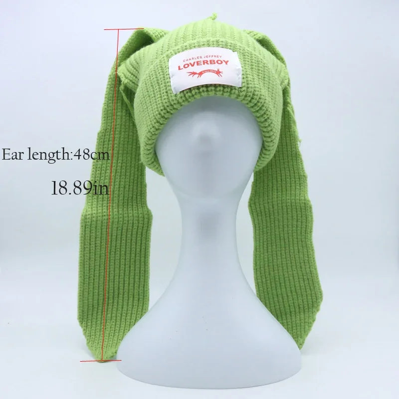 Long fox Ears Knitted Hat
