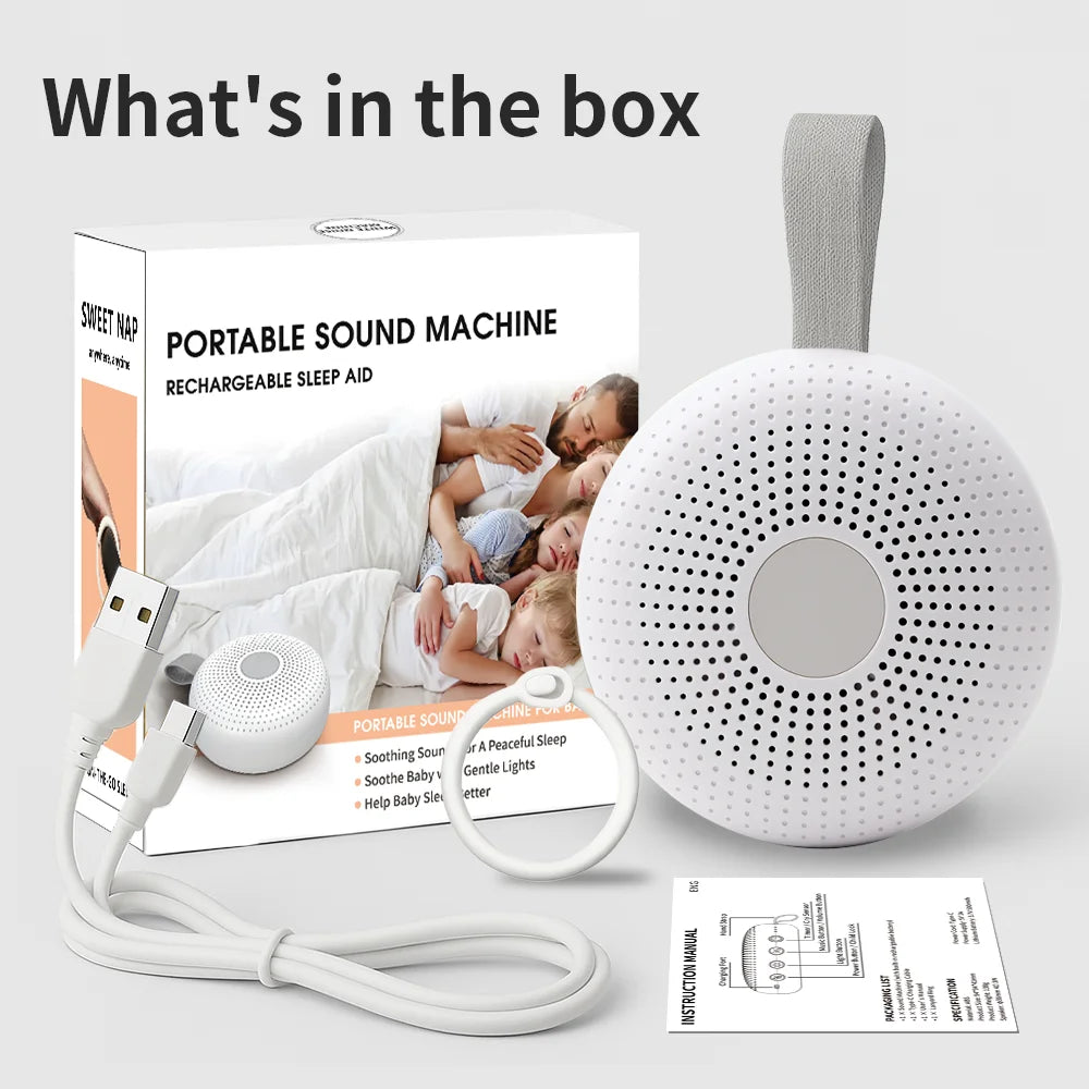 Portable Baby White Noise Machine – 15 Soothing Sounds with Smart Night Light & Nursery Lamp