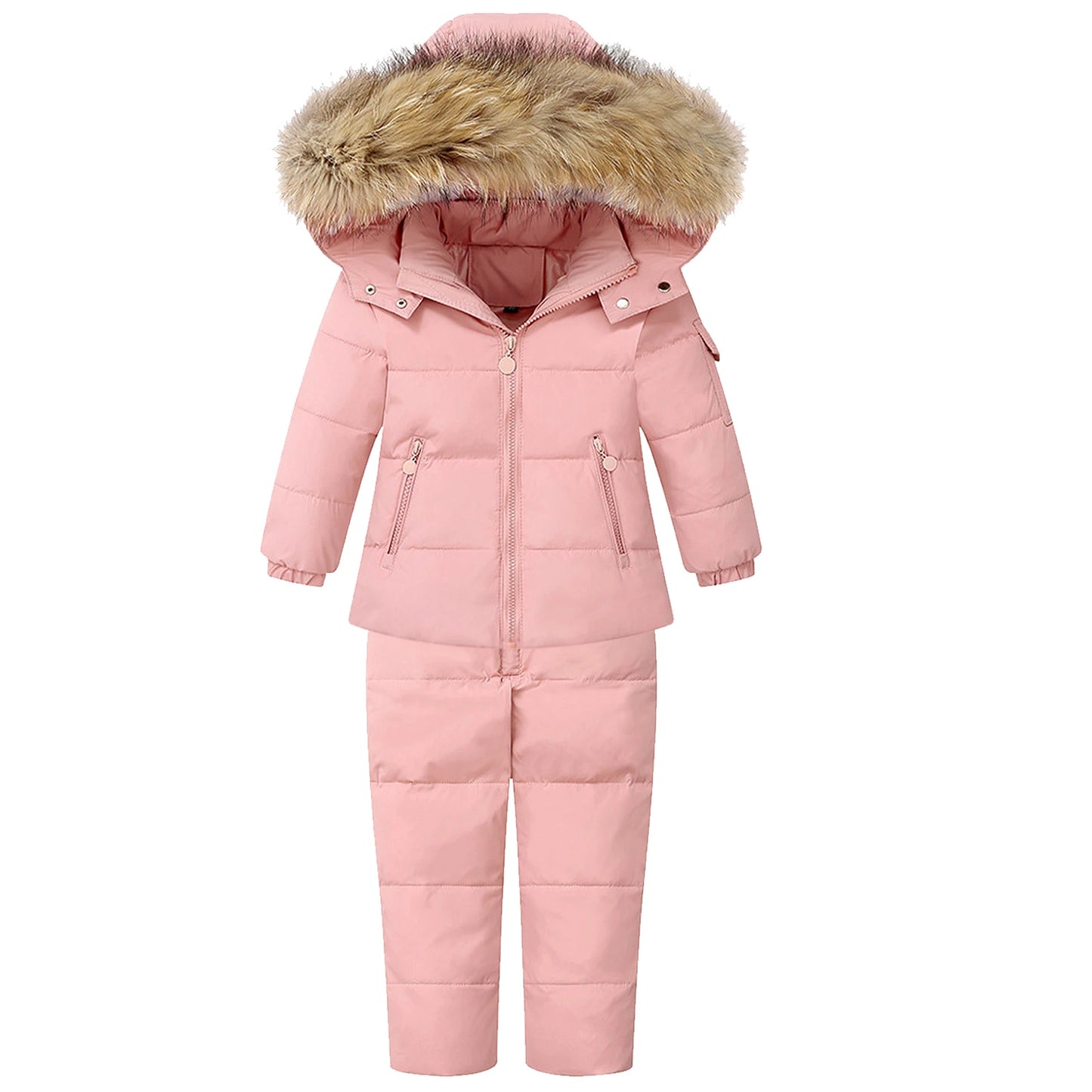 Baby Girls Snowsuits,White Duck Down Hooded Jacket