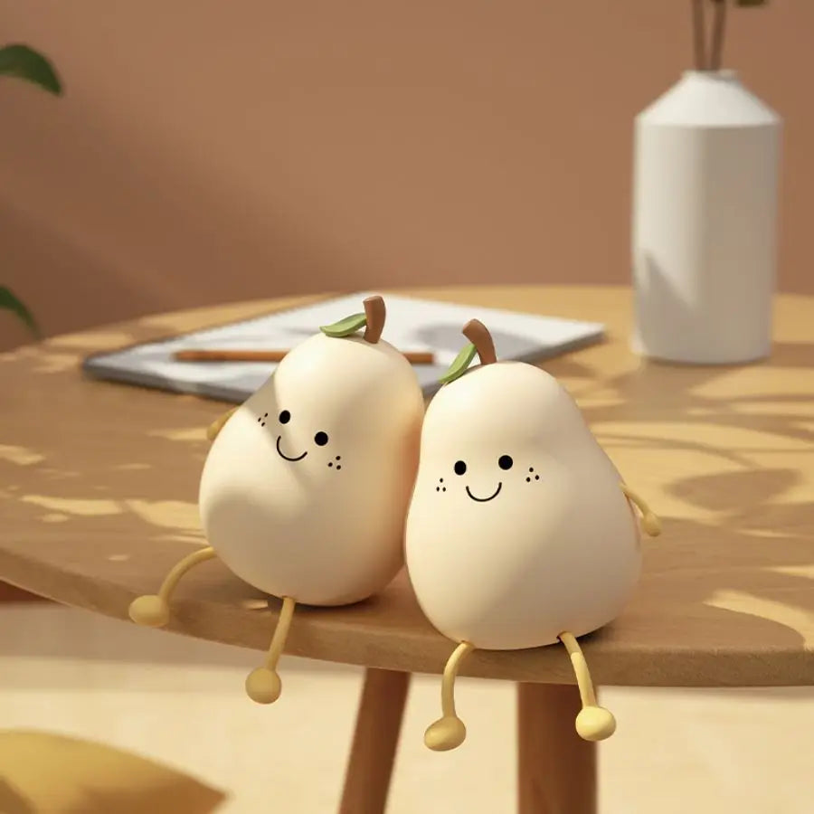 USB Pear Night Light – Rechargeable Silicone Lamp with Remote