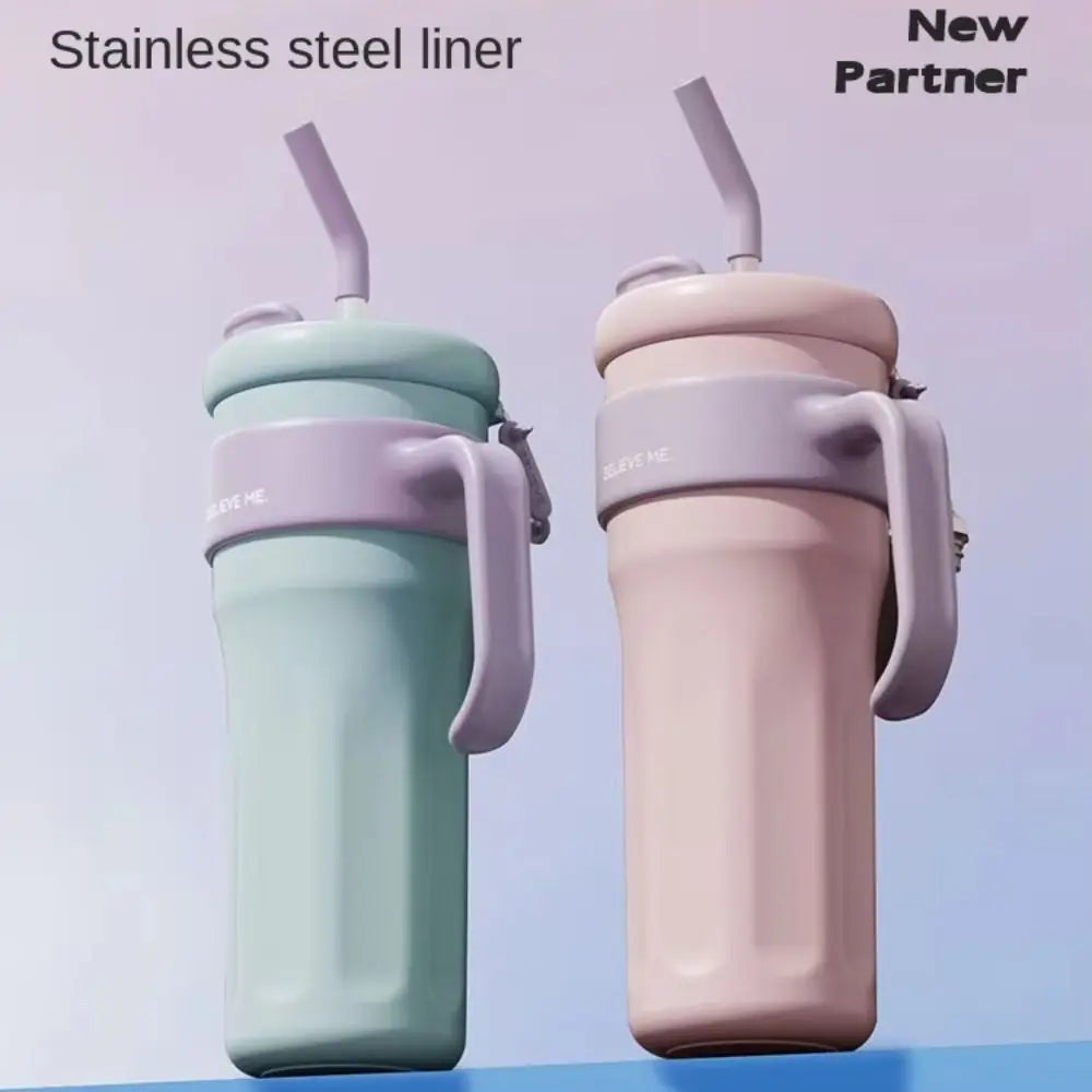 With Straw Insulated Water Bottle