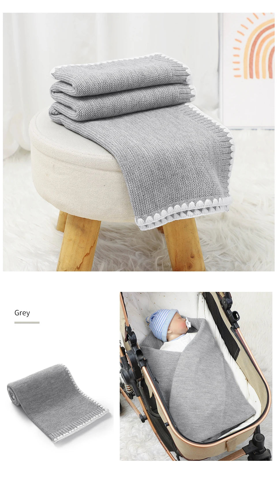 Solid Baby Receiving Blankets for Girl & Boy