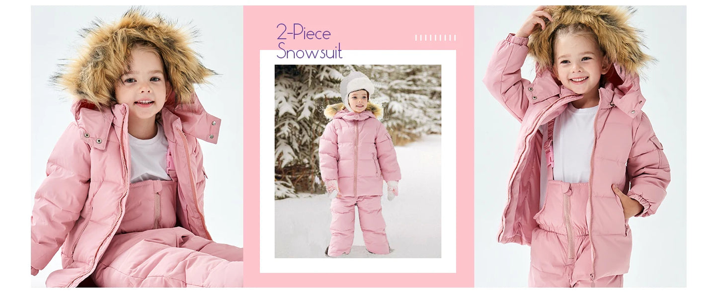 Baby Girls Snowsuits,White Duck Down Hooded Jacket
