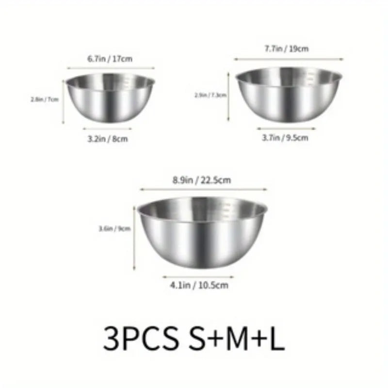 3PCS Stainless Steel Mixing Bowl Set