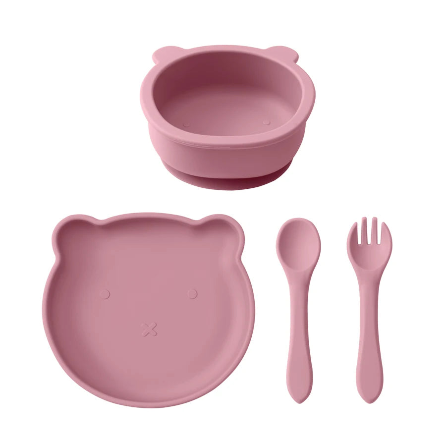 Multicolor Nonspillproof Silicone Tableware - Feeding Set