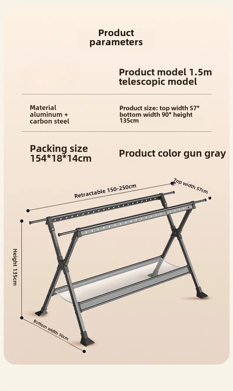 Floor-to-ceiling drying rack