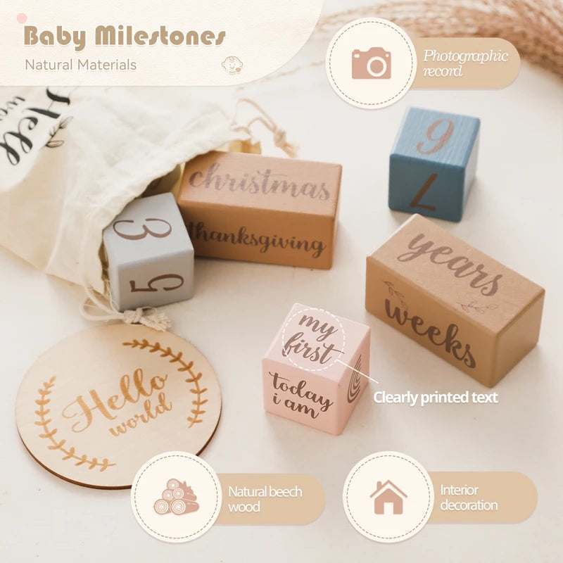Handcrafted wooden milestone cards for baby photography – Winnebaby