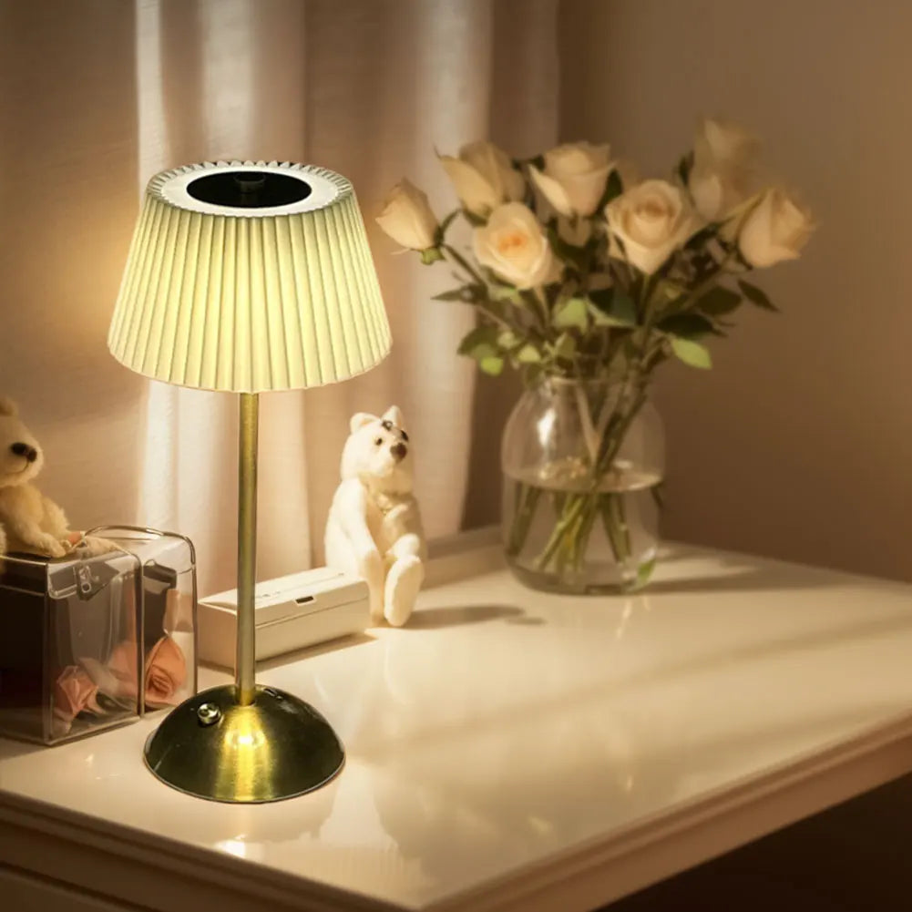 Small Pleated Nightstand Lamp